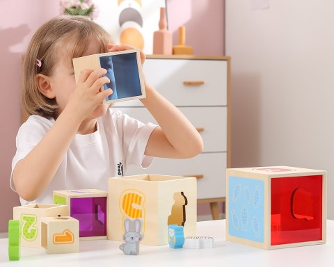 Viga Toys VIGA Drewniana Piramidka Układanka Klocki Sorter Montessori