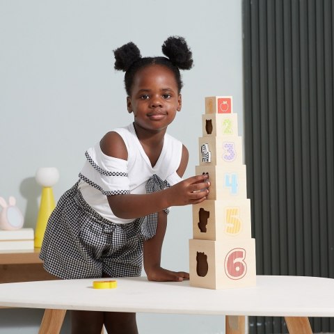 Viga Toys VIGA Drewniana Piramidka Układanka Klocki Sorter Montessori