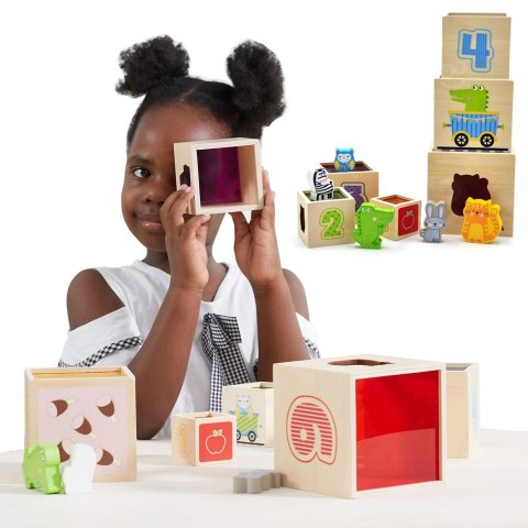 Viga Toys VIGA Drewniana Piramidka Układanka Klocki Sorter Montessori