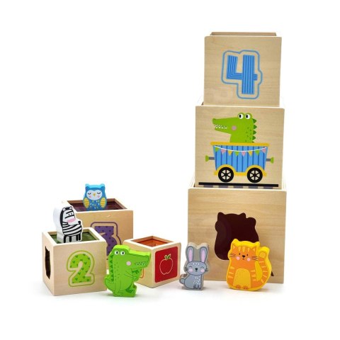Viga Toys VIGA Drewniana Piramidka Układanka Klocki Sorter Montessori