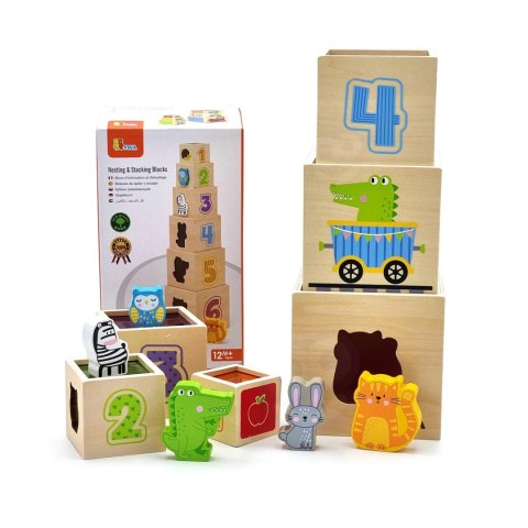 Viga Toys VIGA Drewniana Piramidka Układanka Klocki Sorter Montessori