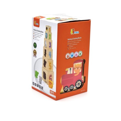 Viga Toys VIGA Drewniana Piramidka Układanka Klocki Sorter Montessori
