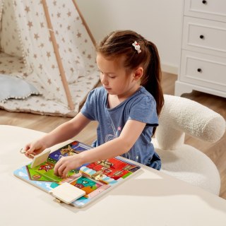 Viga Toys VIGA Drewniana Tablica Manipulacyjna Otwieranie Zamków i Zatrzasków Domek Montessori