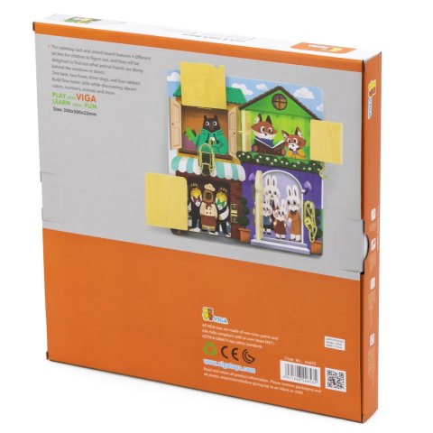 Viga Toys VIGA Drewniana Tablica Manipulacyjna Otwieranie Zamków i Zatrzasków Domek Montessori