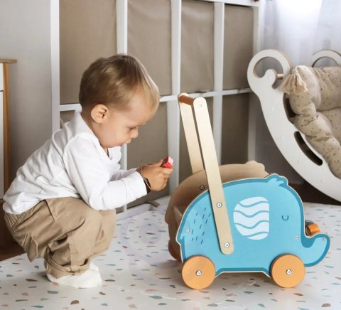 Viga Toys VIGA PolarB Drewniany Wózek 2w1 Chodzik Pchacz Słonik