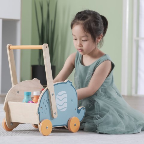 Viga Toys VIGA PolarB Drewniany Wózek 2w1 Chodzik Pchacz Słonik