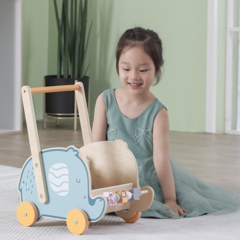Viga Toys VIGA PolarB Drewniany Wózek 2w1 Chodzik Pchacz Słonik