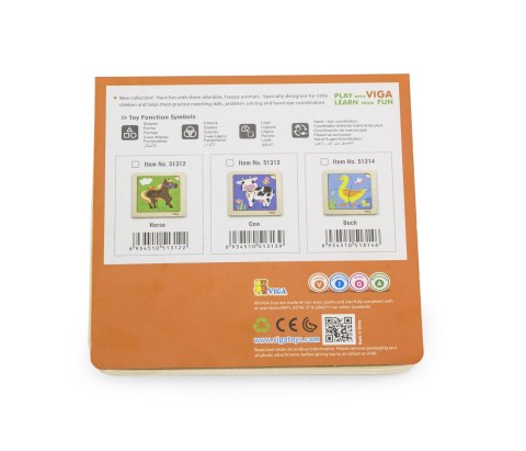 Viga Toys VIGA Poręczne Drewniane Puzzle Krówka