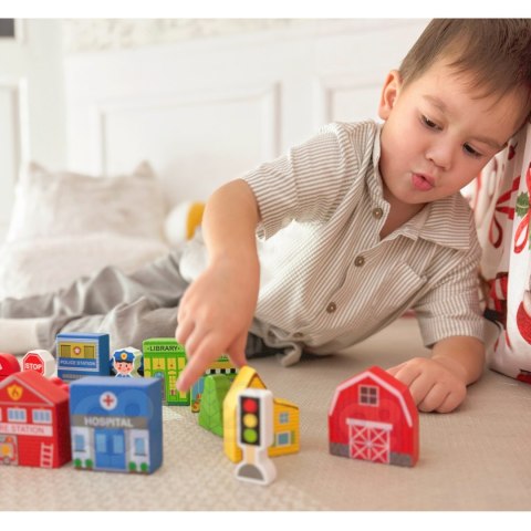 TOOKY TOY Drewniany Zestaw Budynków i Figurek Miasto TOOKY TOY Drewniany Zestaw Budynków i Figurek Miasto