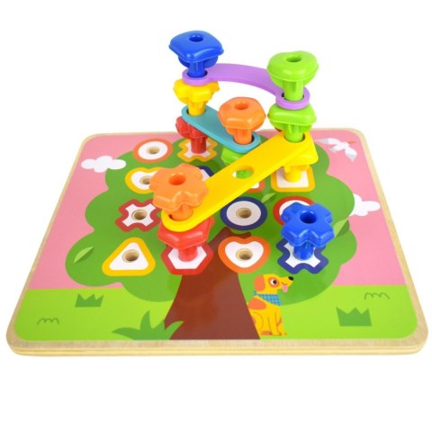 Tooky Toy TOOKY TOY Wielofunkcyjna Tablica Zestaw Kolorowych Śrubek Nauka Kształtów