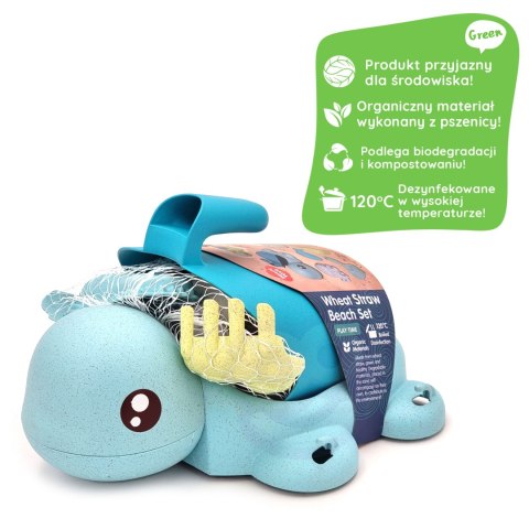 Woopie Let's Go Green WOOPIE GREEN Zestaw 2w1 do Piasku i Wanny Żółwik Niebieski 8 el. BIODEGRADOWALNY ORGANICZNY MATERIAŁ