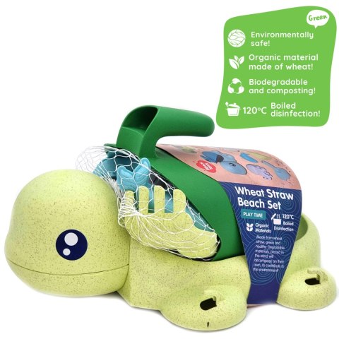 Woopie Let's Go Green WOOPIE GREEN Zestaw 2w1 do Piasku i Wanny Żółwik Zielony 8 el. BIODEGRADOWALNY ORGANICZNY MATERIAŁ