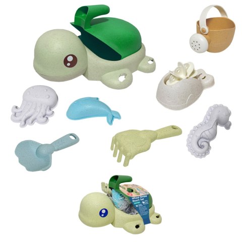 Woopie Let's Go Green WOOPIE GREEN Zestaw 2w1 do Piasku i Wanny Żółwik Zielony 8 el. BIODEGRADOWALNY ORGANICZNY MATERIAŁ