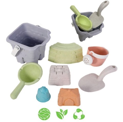 Woopie Let's Go Green WOOPIE GREEN Zestaw do Piasku w Wiaderku Wieża 8 el. BIODEGRADOWALNY ORGANICZNY MATERIAŁ