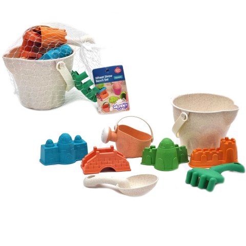 Woopie Let's Go Green WOOPIE GREEN Zestaw do Piasku w Wiaderku Zamki 8 el. BIODEGRADOWALNY ORGANICZNY MATERIAŁ