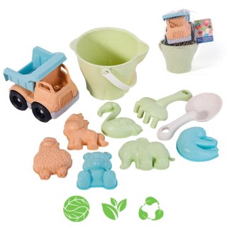 Woopie Let's Go Green WOOPIE GREEN Zestaw do Piasku w Wiaderku z Samochodem 11 el. BIODEGRADOWALNY ORGANICZNY MATERIAŁ