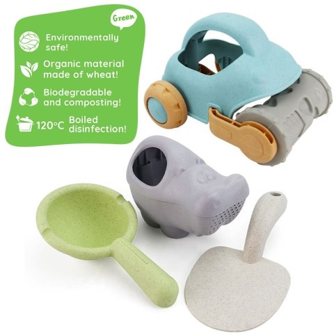 Woopie Let's Go Green WOOPIE GREEN Zestaw do Piasku z Samochodzikiem 10 el. BIODEGRADOWALNY ORGANICZNY MATERIAŁ