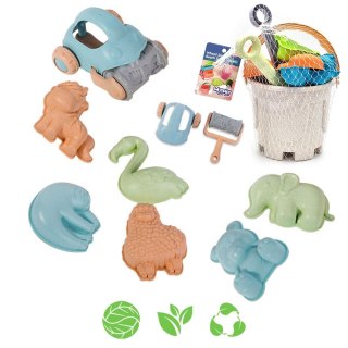 Woopie Let's Go Green WOOPIE GREEN Zestaw do Piasku z Wiaderkiem i Samochodzikiem 10 el. BIODEGRADOWALNY ORGANICZNY MATERIAŁ
