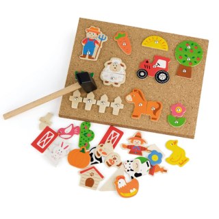 Viga Toys VIGA Przybijanka Drewniana Farma Tablica Korkowa Montessori