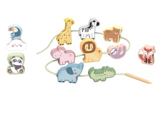 WOOPIE GREEN Drewniana Nawlekanka Klocki Przeplatanka ZOO Montessori13 EL