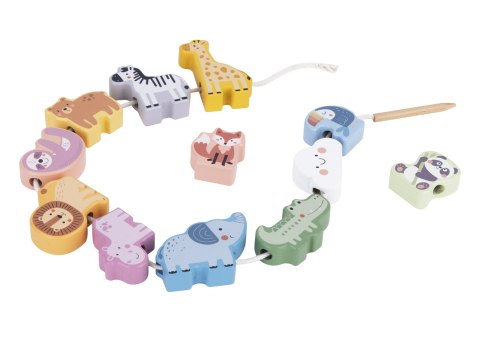 WOOPIE GREEN Drewniana Nawlekanka Klocki Przeplatanka ZOO Montessori13 EL