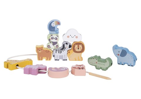 WOOPIE GREEN Drewniana Nawlekanka Klocki Przeplatanka ZOO Montessori13 EL