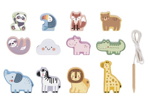 WOOPIE GREEN Drewniana Nawlekanka Klocki Przeplatanka ZOO Montessori13 EL