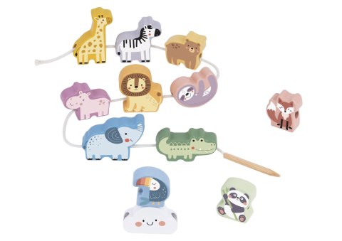 WOOPIE GREEN Drewniana Nawlekanka Klocki Przeplatanka ZOO Montessori13 EL