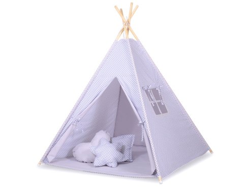 Namiot TIPI dla dzieci +mata + zawieszki pióra - mini-rozeta szara Bobono Namiot TIPI dla dzieci +mata + zawieszki pióra - mini-rozeta szara Bobono