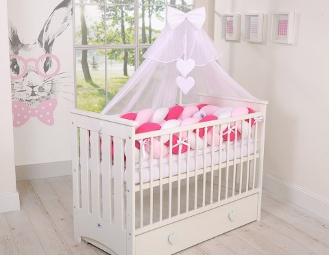 Ochraniacz warkocz pleciony do łóżeczka XXL - biało-ciemno różowy - różowy My Sweet Baby Ochraniacz warkocz pleciony do łóżeczka XXL - biało-ciemno różowy - różowy My Sweet Baby