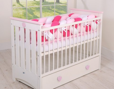 Ochraniacz warkocz pleciony do łóżeczka XXL - biało-ciemno różowy - różowy My Sweet Baby Ochraniacz warkocz pleciony do łóżeczka XXL - biało-ciemno różowy - różowy My Sweet Baby