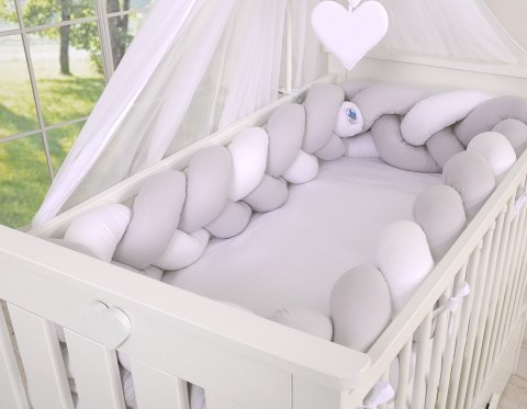 Ochraniacz warkocz pleciony do łóżeczka XXL - biało-szary My Sweet Baby Ochraniacz warkocz pleciony do łóżeczka XXL - biało-szary My Sweet Baby