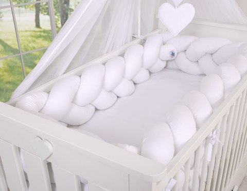 Ochraniacz warkocz pleciony do łóżeczka XXL - biały My Sweet Baby