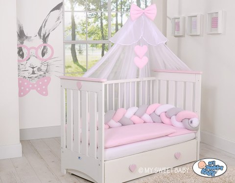 Ochraniacz warkocz pleciony do łóżeczka - biało-szaro-różowy My Sweet Baby Ochraniacz warkocz pleciony do łóżeczka - biało-szaro-różowy My Sweet Baby