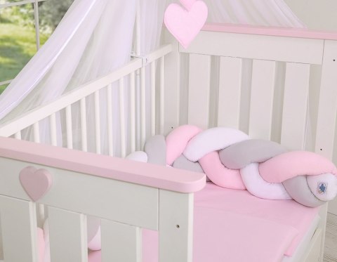 Ochraniacz warkocz pleciony do łóżeczka - biało-szaro-różowy My Sweet Baby Ochraniacz warkocz pleciony do łóżeczka - biało-szaro-różowy My Sweet Baby