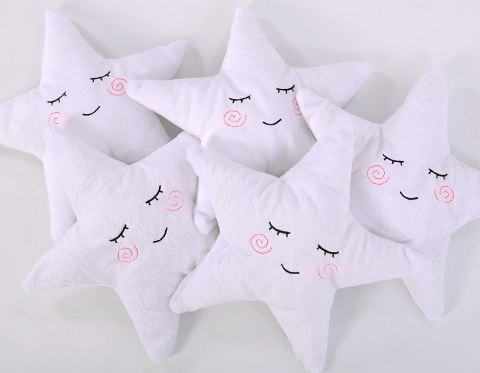 Poduszka przytulanka z minky Little STAR z grzechotką- biała Bobono