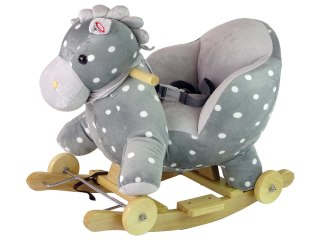 Koń Na Biegunach Jeździk 2w1 Konik Dla Malucha Szary w Kropki