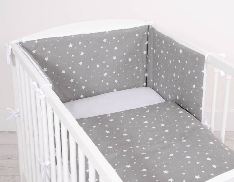 Dwustronna pościel dla dzieci 2-częściowa bawełniana - mini gwiazdki białe na szarym/biały Bobono Dwustronna pościel dla dzieci 2-częściowa bawełniana - mini gwiazdki białe na szarym/biały Bobono