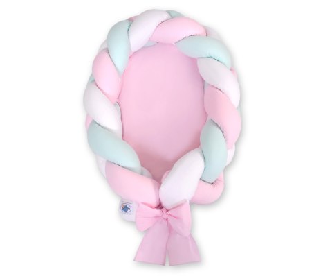 Kokon niemowlęcy pleciony 2 w 1 - biało-różowo-miętowy My Sweet Baby Kokon niemowlęcy pleciony 2 w 1 - biało-różowo-miętowy My Sweet Baby