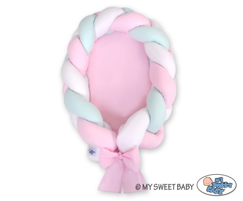 Kokon niemowlęcy pleciony 2 w 1 - biało-różowo-miętowy My Sweet Baby Kokon niemowlęcy pleciony 2 w 1 - biało-różowo-miętowy My Sweet Baby