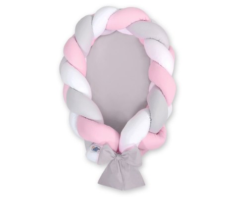 Kokon niemowlęcy pleciony 2 w 1 - biało-szaro-różowy My Sweet Baby Kokon niemowlęcy pleciony 2 w 1 - biało-szaro-różowy My Sweet Baby