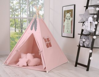 Namiot Tipi dla dzieci + zawieszki pióra - brudny róż Bobono
