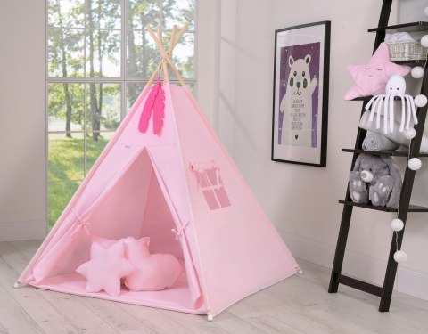 Namiot Tipi dla dzieci + zawieszki pióra - różowy Bobono Namiot Tipi dla dzieci + zawieszki pióra - różowy Bobono