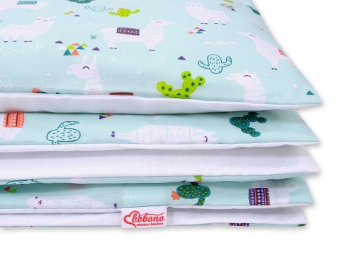 Pościel dla dzieci 2-częściowa bawełniana 120x90 cm - lamy miętowe/biały Bobono Pościel dla dzieci 2-częściowa bawełniana 120x90 cm - lamy miętowe/biały Bobono