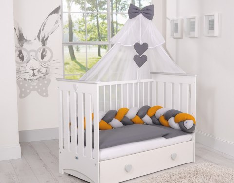 Ochraniacz warkocz pleciony do łóżeczka - szary-musztardowy-antracyt My Sweet Baby Ochraniacz warkocz pleciony do łóżeczka - szary-musztardowy-antracyt My Sweet Baby
