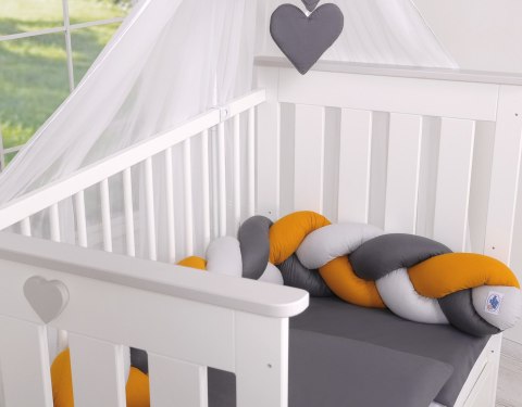 Ochraniacz warkocz pleciony do łóżeczka - szary-musztardowy-antracyt My Sweet Baby Ochraniacz warkocz pleciony do łóżeczka - szary-musztardowy-antracyt My Sweet Baby