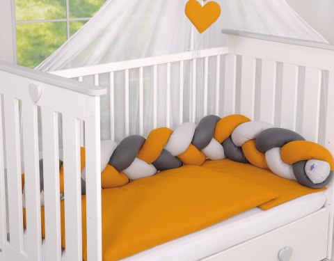 Ochraniacz warkocz pleciony do łóżeczka - szary-musztardowy-antracyt My Sweet Baby Ochraniacz warkocz pleciony do łóżeczka - szary-musztardowy-antracyt My Sweet Baby