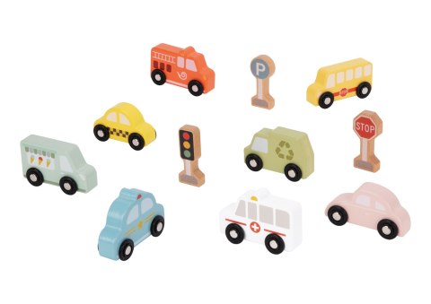 Tooky Toy TOOKY TOY Zestaw Drewnianych Pojazdów i Znaków Drogowych w Pudełku Tooky Toy TOOKY TOY Zestaw Drewnianych Pojazdów i Znaków Drogowych w Pudełku