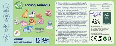 WOOPIE GREEN Drewniana Nawlekanka Klocki Przeplatanka ZOO Montessori13 EL