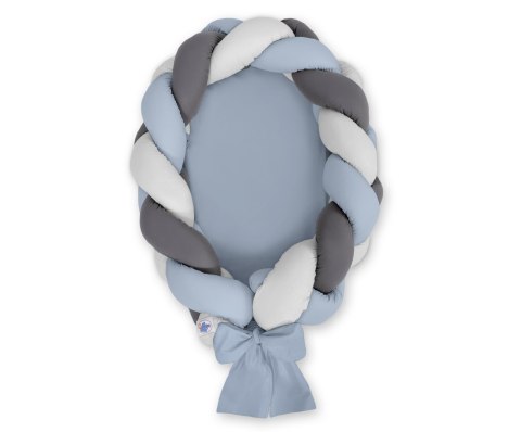 Kokon niemowlęcy pleciony 2 w 1 - brudny niebieski-szary-antracyt My Sweet Baby Kokon niemowlęcy pleciony 2 w 1 - brudny niebieski-szary-antracyt My Sweet Baby